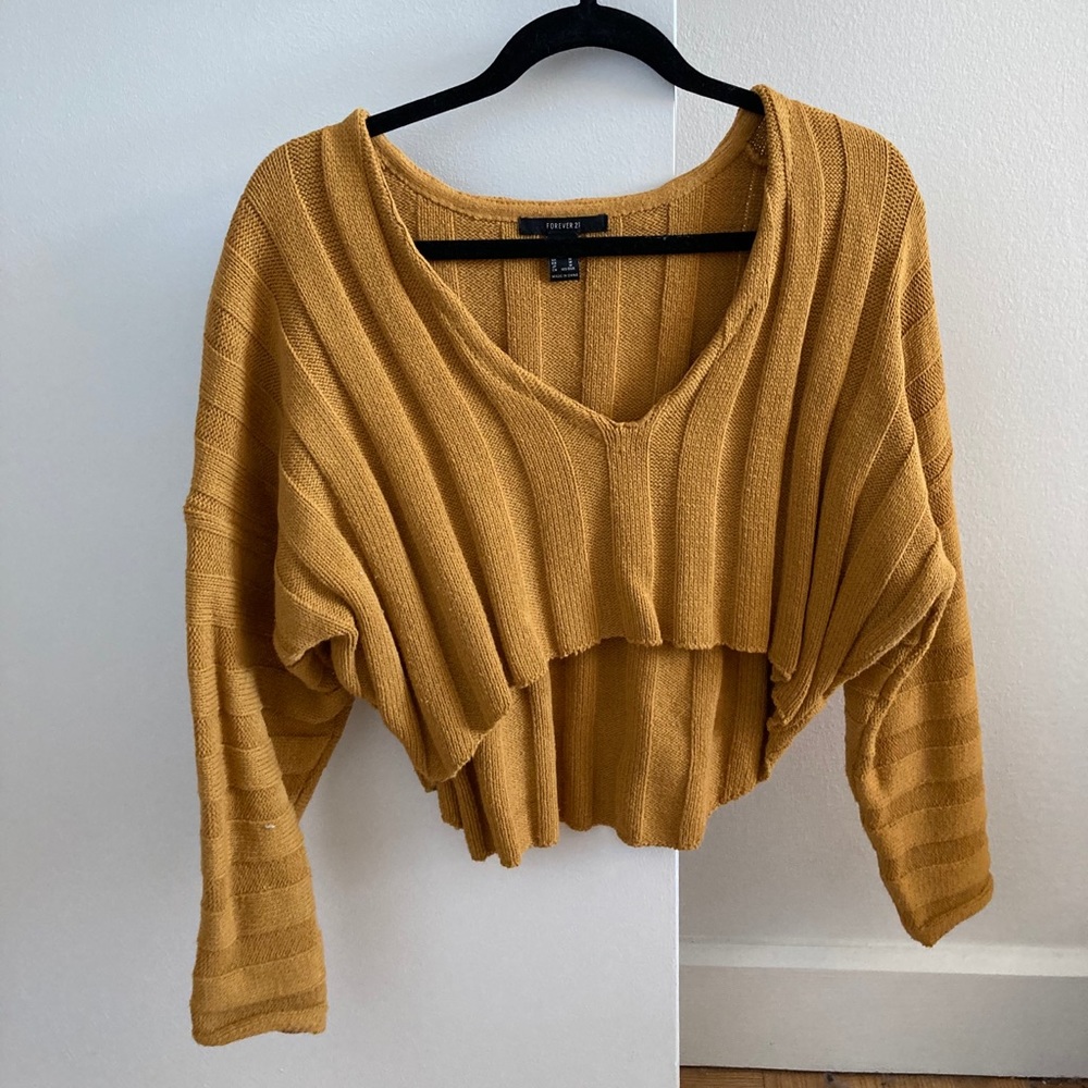 FOREVER 21 mustard yellow cropped sweater